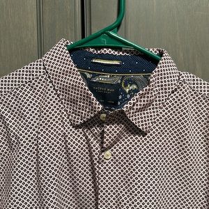 Cactus Man, Large, Maroon/Navy/White Dress Long Sleeve Button Down